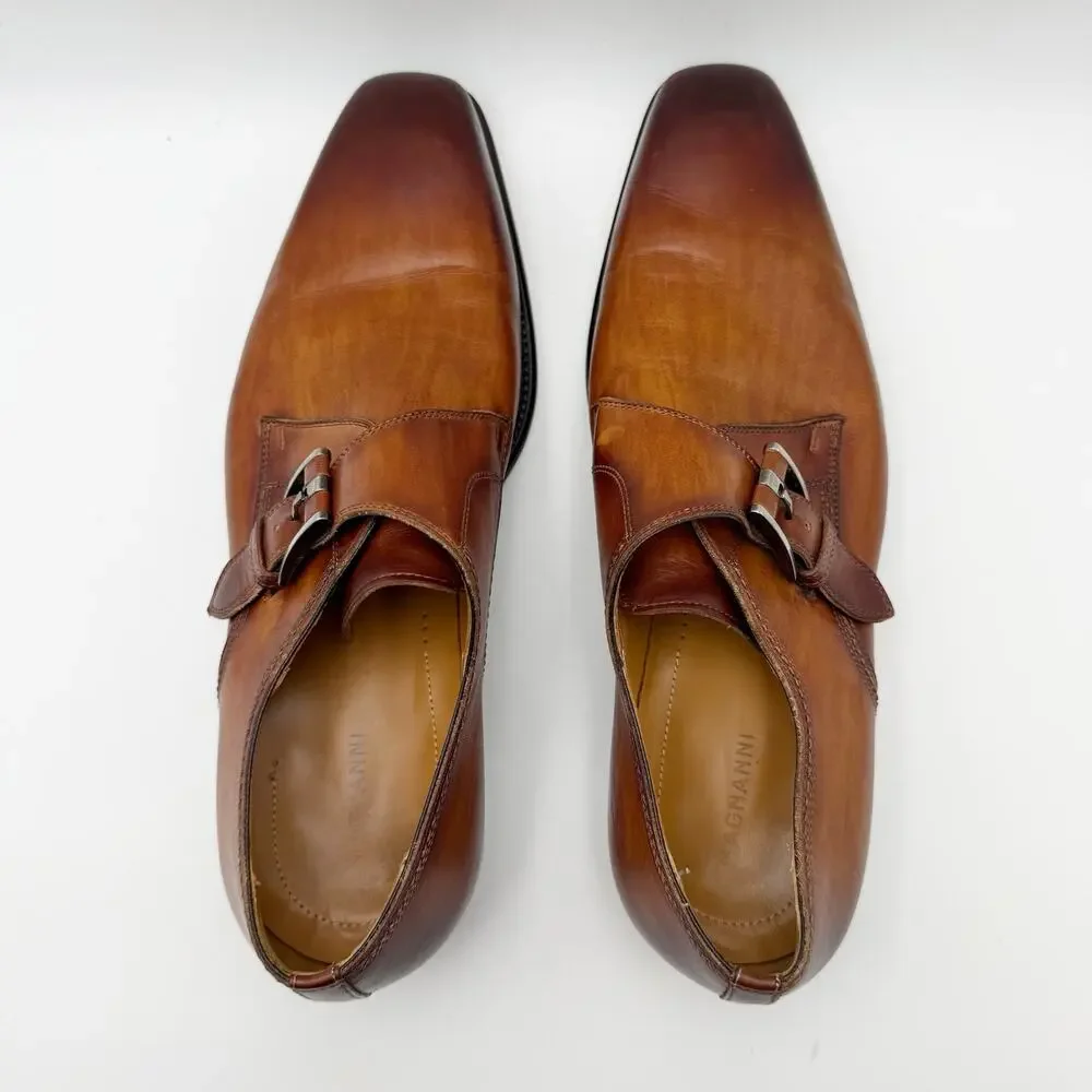 Magnanni Mens Marco ll Dress Monk Shoes US 11.5 Brown Leather EUC
